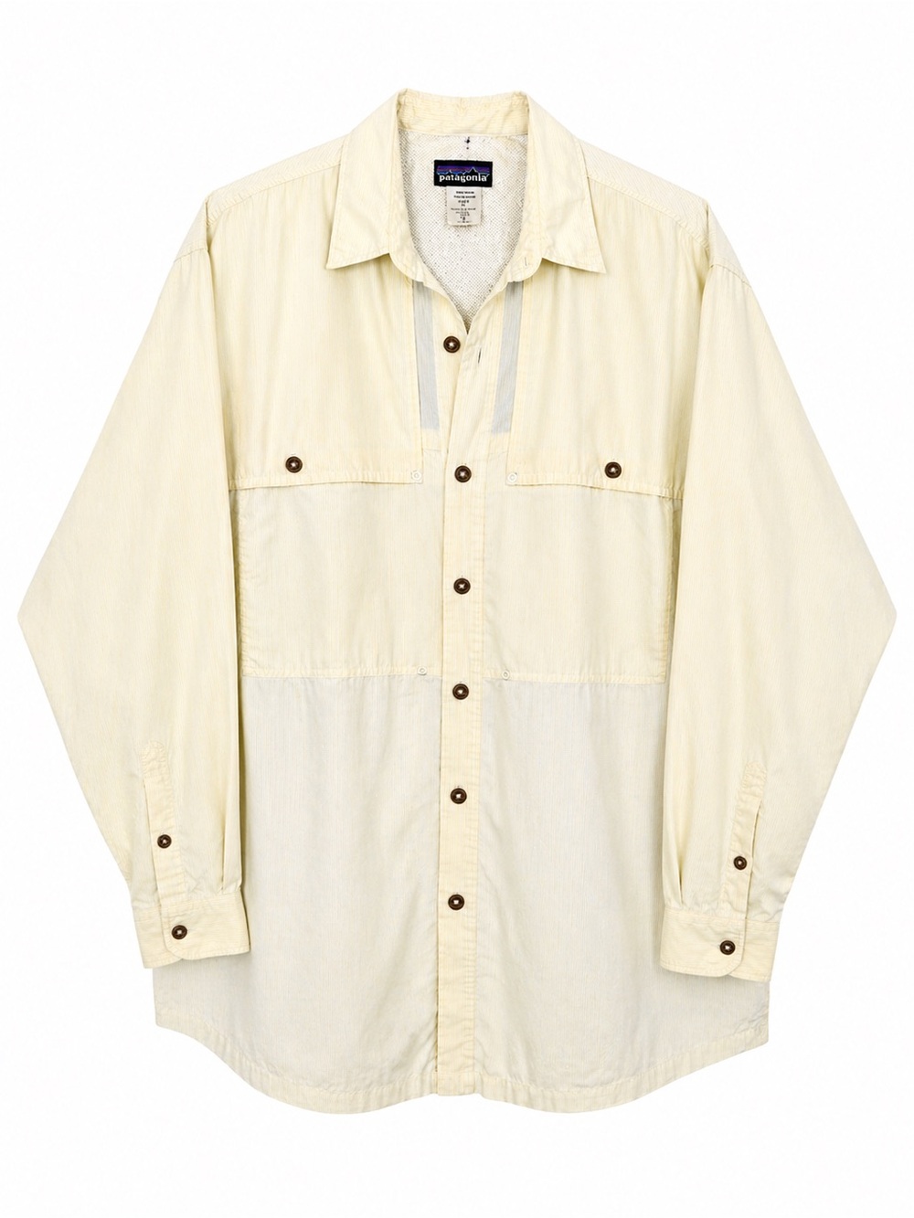 Vintage Patagonia‎ Mens Fishing Shirt Pinstripe Yellow Mesh Vent Gorpcore Y2K-L